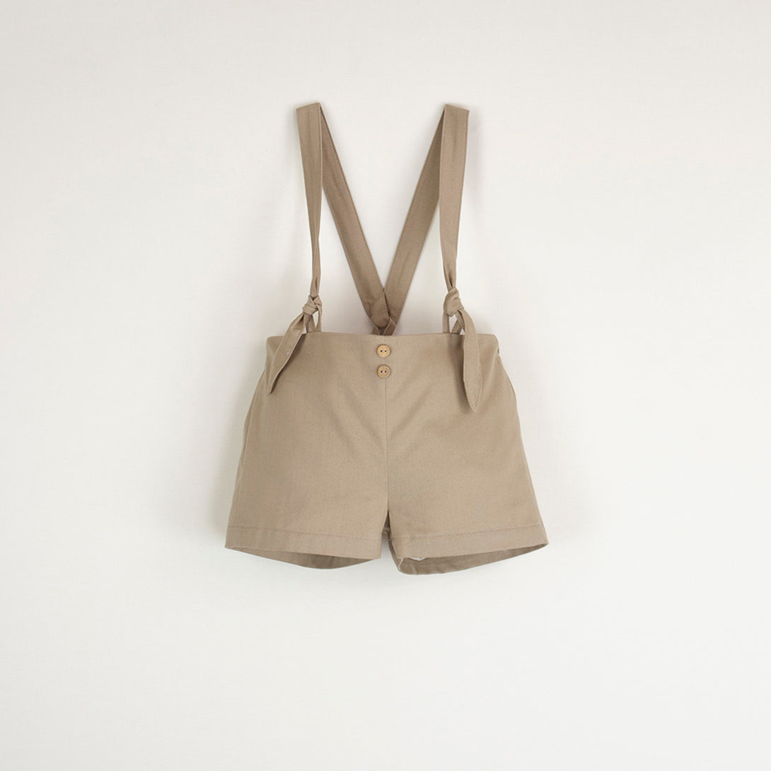 【Popelin】【40％off】Beige dungarees with removable straps  9-12m,12-18m,18-24m,2-3Y,3-4Y  | Coucoubebe/ククベベ