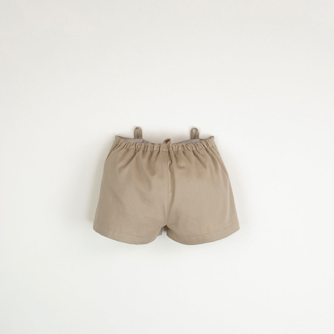 【Popelin】【40％off】Beige dungarees with removable straps  9-12m,12-18m,18-24m,2-3Y,3-4Y  | Coucoubebe/ククベベ