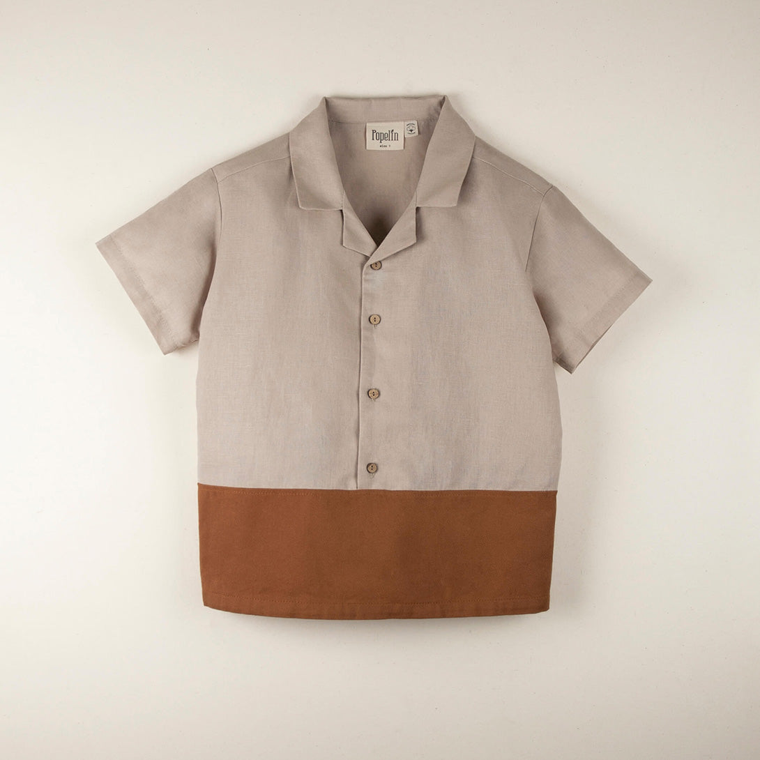 【Popelin】【50％off】Popelin Stone-coloured shirts with lapel Mod.21.3　ポペリン　オープンカラーシャツ ストーン  | Coucoubebe/ククベベ