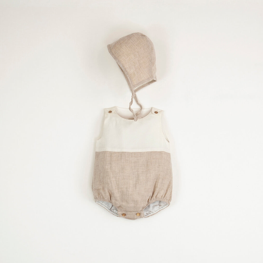 【Popelin】【40％off】Sand organic romper suit   6-9m,9-12m,12-18m,  | Coucoubebe/ククベベ