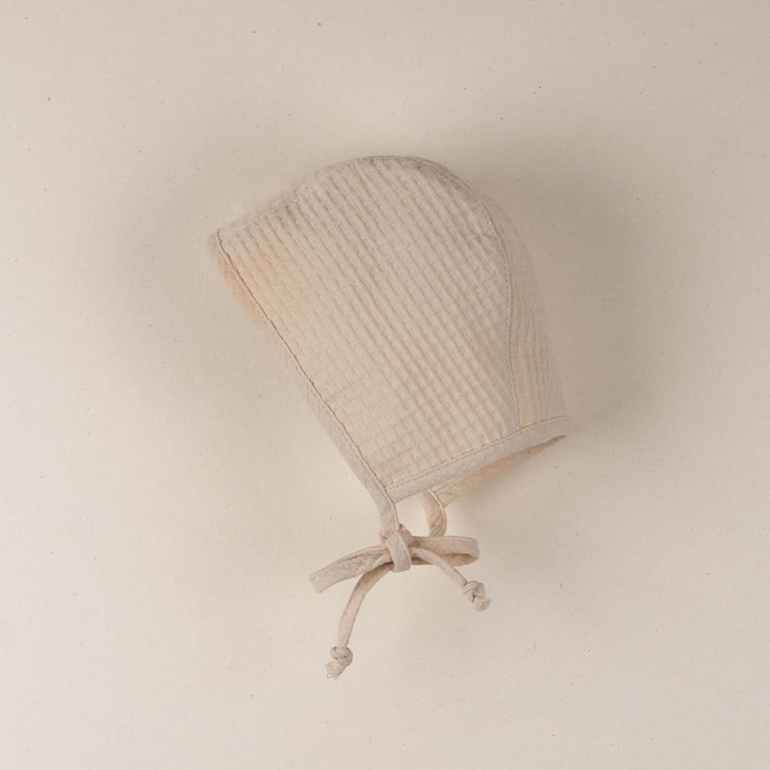 【Coucoubébé-baby】【50％off】Popelin  Beige organic reversible bonnet Mod.5.5　ポペリン　リバーシブルボンネット　ベージュ  | Coucoubebe/ククベベ