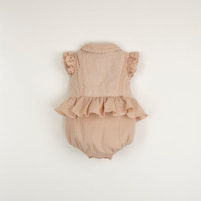 【Popelin】【40％off】Organic pink romper suit with collar  9-12m,12-18m,18-24m,2-3Y,（Sub Image-2） | Coucoubebe/ククベベ