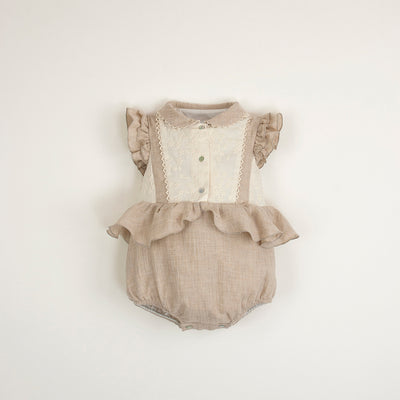 【Popelin】【40％off】Organic sand romper suit with collar  9-12m,12-18m,18-24m,2-3Y,（Sub Image-1） | Coucoubebe/ククベベ