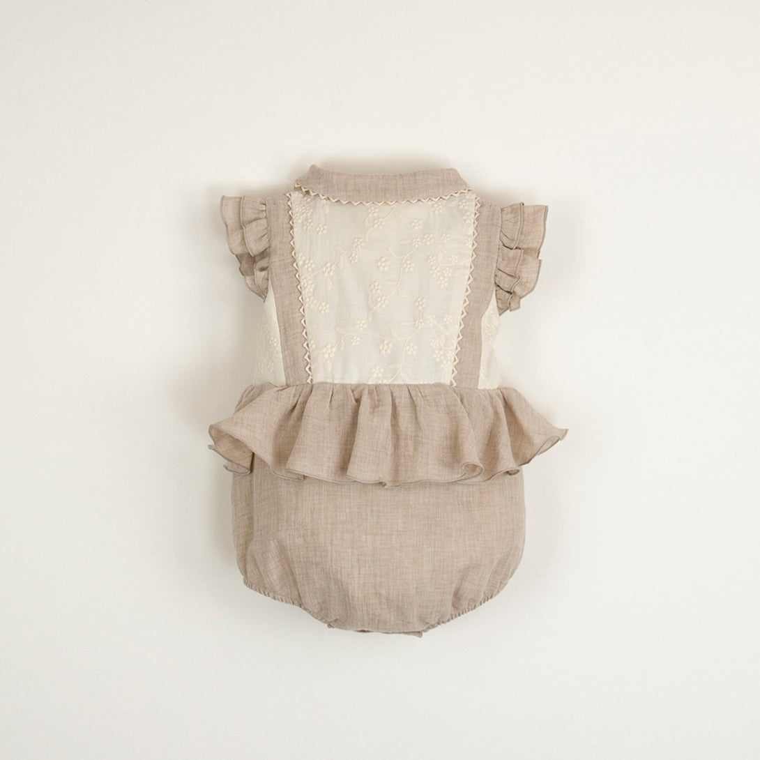 【Popelin】【40％off】Organic sand romper suit with collar  9-12m,12-18m,18-24m,2-3Y,  | Coucoubebe/ククベベ
