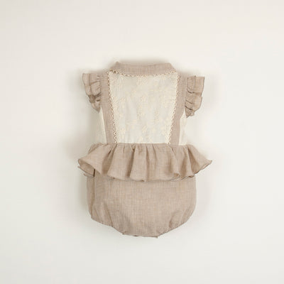 【Popelin】【40％off】Organic sand romper suit with collar  9-12m,12-18m,18-24m,2-3Y,（Sub Image-2） | Coucoubebe/ククベベ