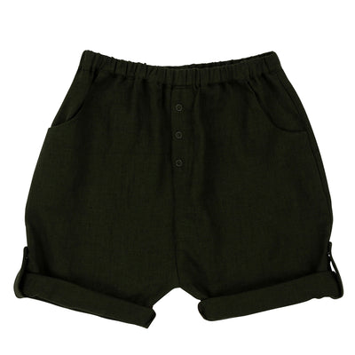 【Coucoubébé-baby】【50％off】Omibia　TURTLE Shorts Seaweed　オミビア　ロールアップショートパンツ　SS22W07　（Sub Image-1） | Coucoubebe/ククベベ
