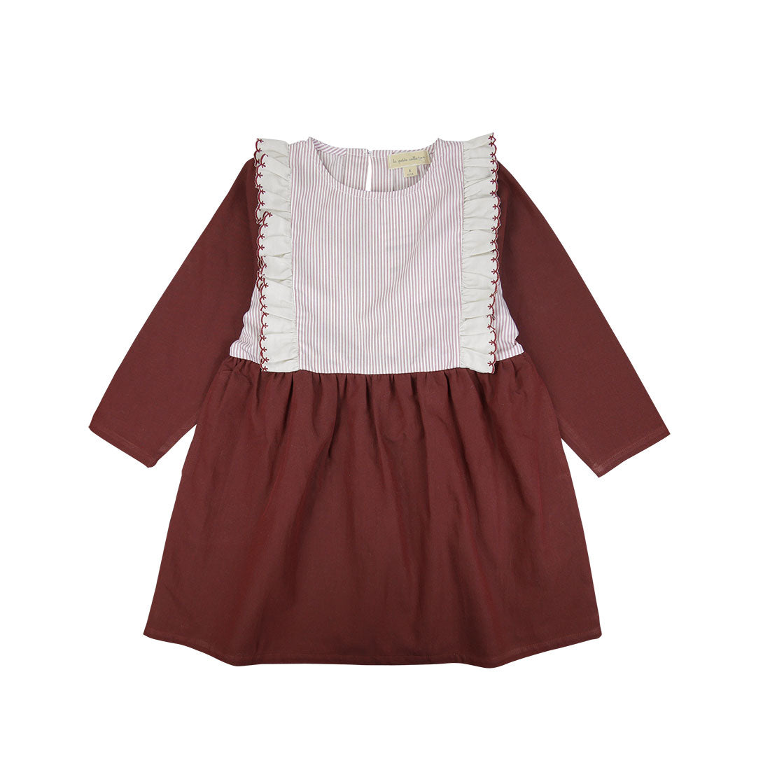 【la petite collection】【40％off】la petite collection  /  ROBE VOLANTS RAYURE FINE ROUGE  /  RED THIN STRIPE  /   フリルワンピース  | Coucoubebe/ククベベ