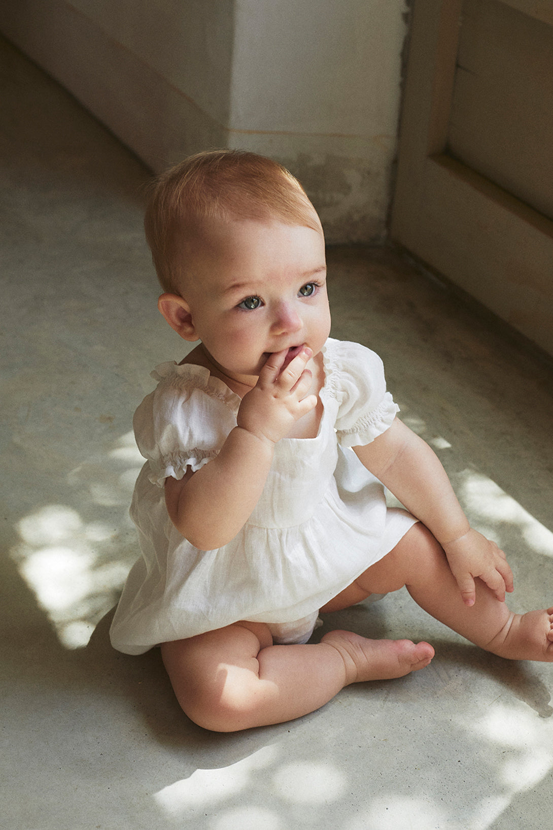 【my little cozmo】【40％off】Linen baby dress linen-ivory　リネンワンピース　12m,18m,24m,  | Coucoubebe/ククベベ